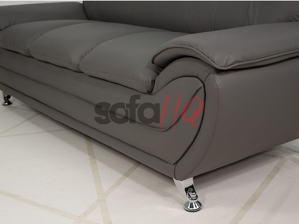 CloseUp grey armrest leather trade sofa with metal legs | Sofa HQ