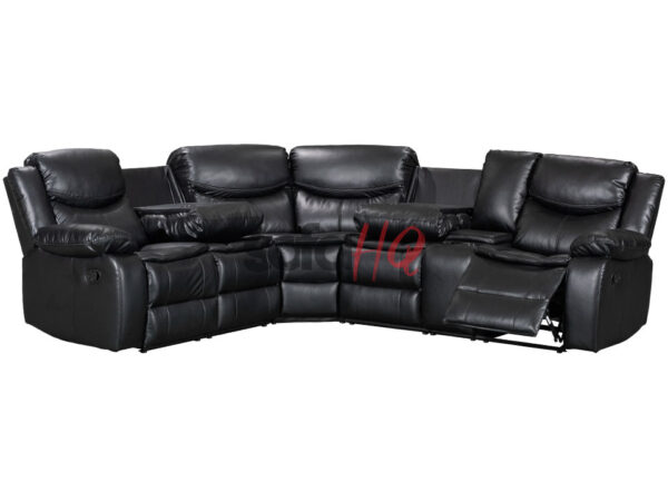 Reclined Black Leather Recliner Corner Sofa - Sofa Highgate | Sofa HQ