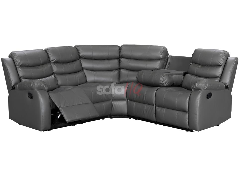 Grey Leather Recliner Corner Sofa with folded backrest - Sofa Sorrento | Sofa HQ
