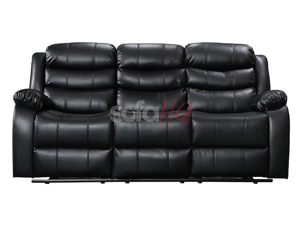 3 Seater Black Leather Recliner Sofa - Sofa Sorrento | Sofa HQ