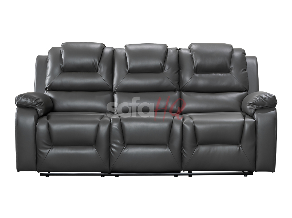 3 Seater Grey Leather Recliner Sofa - Sofa Soho | Sofa HQ
