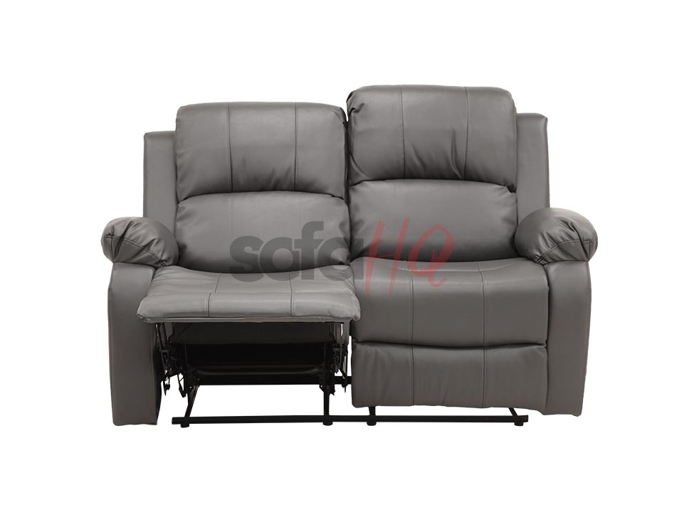 Reclined Left seat of 2 Seater Grey Leather Recliner Sofa - Sofa Crofton | Sofa HQ