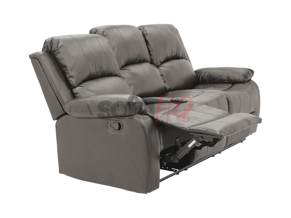 Reclined 3 Seater Grey Leather Recliner Sofa - Sofa Crofton | Sofa HQ