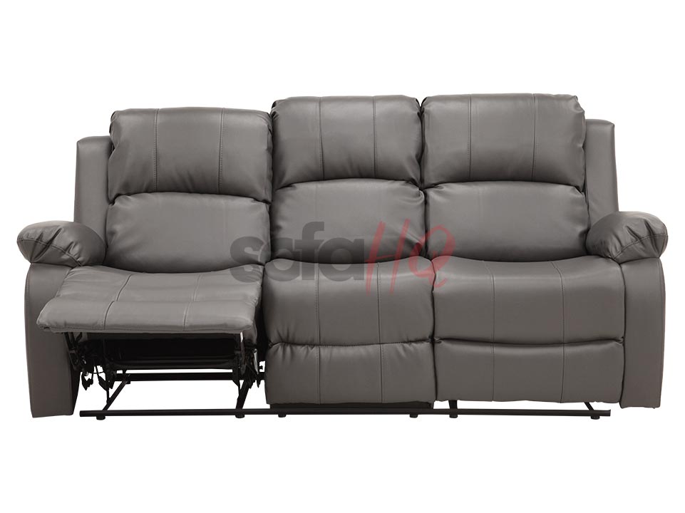 Reclined Left Seat of 3 Seater Grey Leather Recliner Sofa - Sofa Crofton | Sofa HQ