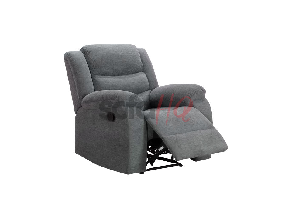 Reclined Grey Fabric Recliner Armchair - Chair Sorrento | Sofa HQ
