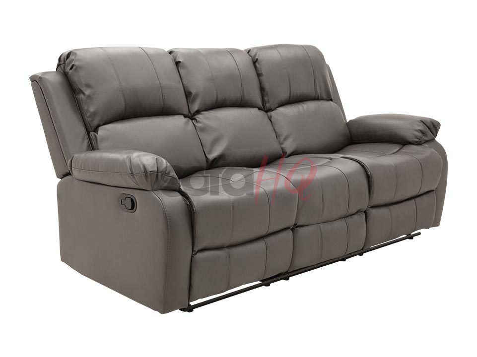 3 Seater Grey Leather Recliner Sofa - Sofa Crofton | Sofa HQ