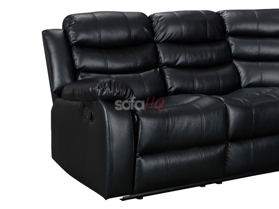 Left Side of Black Leather Recliner Corner Sofa - Sofa Sorrento | Sofa HQ