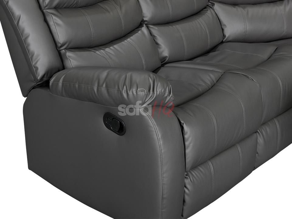 pull handle and armrest of Grey Leather Recliner Corner Sofa - Sofa Sorrento | Sofa HQ