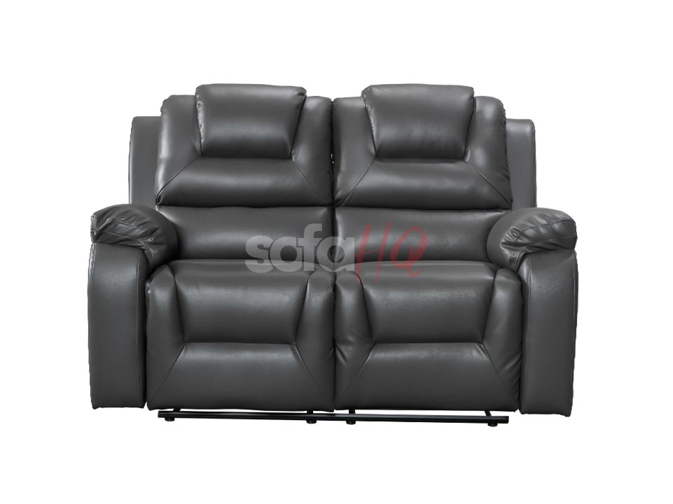 2 Seater Grey Leather Recliner Sofa - Sofa Soho | Sofa HQ
