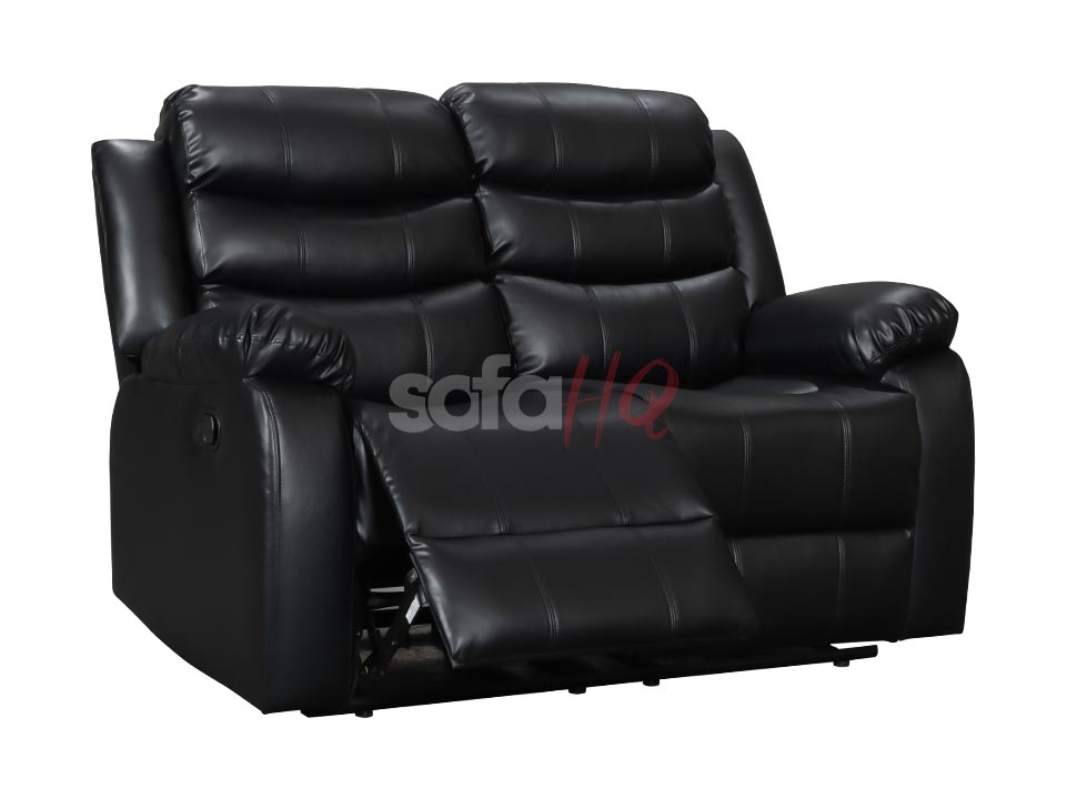Reclined 2 Seater Black Leather Recliner Sofa - Sofa Sorrento | Sofa HQ