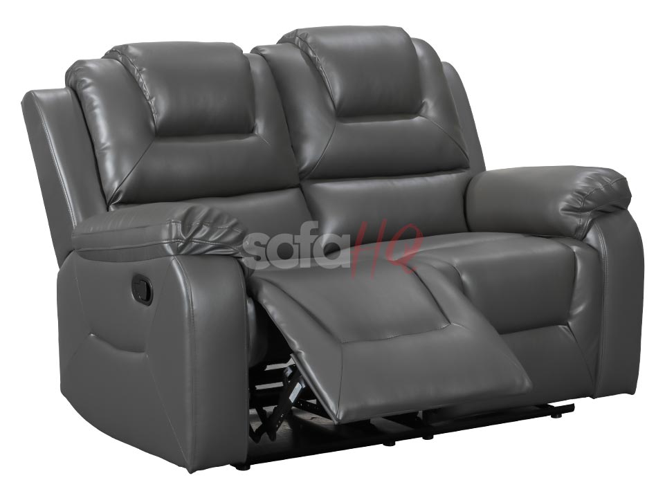 Reclined 2 Seater Grey Leather Recliner Sofa - Sofa Soho | Sofa HQ