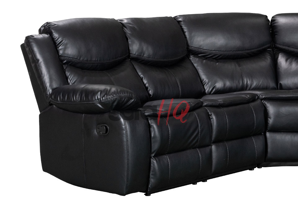 Left Side of Black Leather Recliner Corner Sofa - Sofa Highgate | Sofa HQ