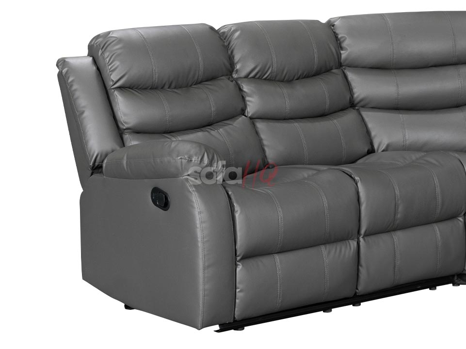 Left Side Seats of Grey Leather Recliner Corner Sofa - Sofa Sorrento | Sofa HQ