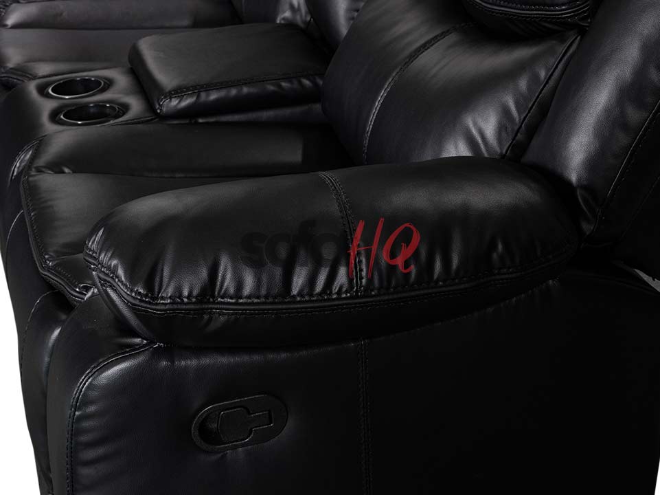 Armrest of Black Leather Recliner Corner Sofa - Sofa Highgate | Sofa HQ