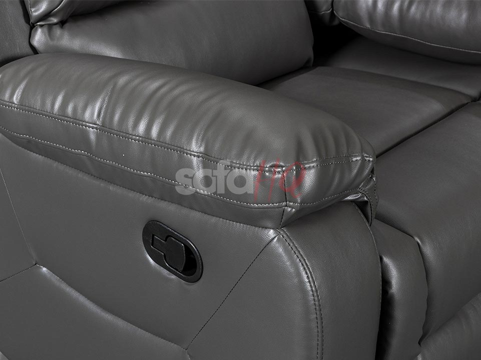 Armrest and Pull Handle of 3+2 Seater Grey Leather Recliner Sofa - Sofa Soho | Sofa HQ