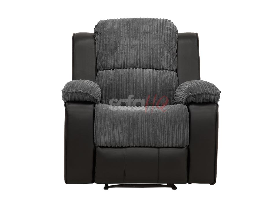 Crofton Grey Corded Fabric & Leather Recliner Chair