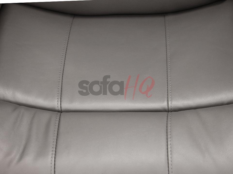 Close-up on Seat of 3 Seater Grey Leather Recliner Sofa - Sofa Crofton | Sofa HQ