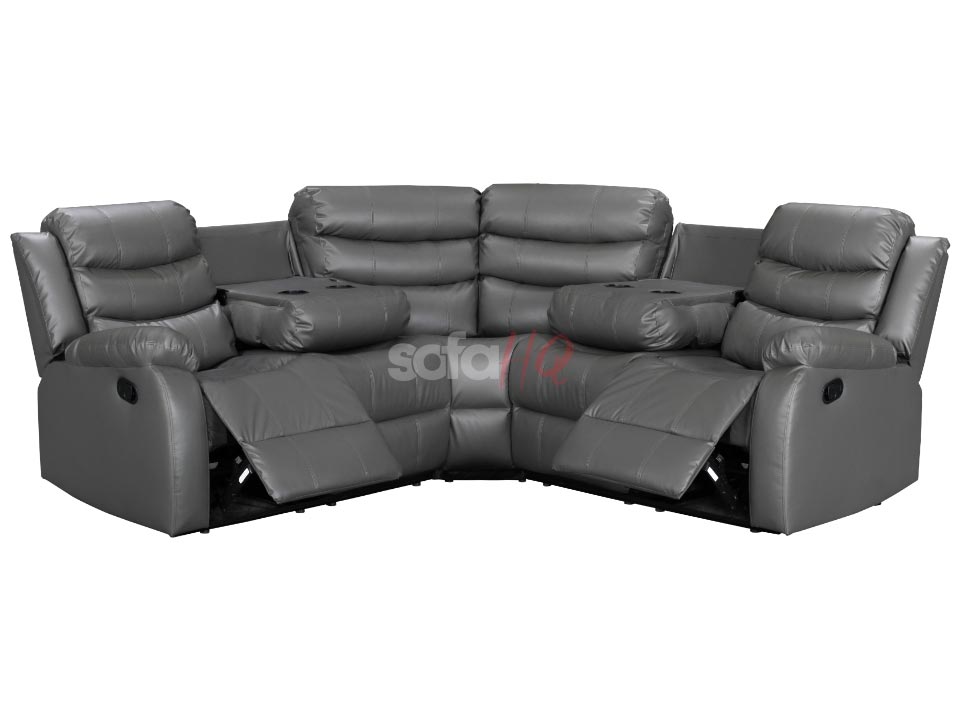 Reclined Seats of Grey Leather Recliner Corner Sofa - Sofa Sorrento | Sofa HQ