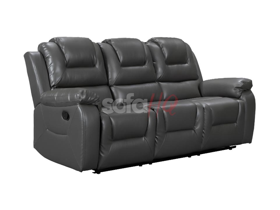 3 Seater Grey Leather Recliner Sofa - Sofa Soho | Sofa HQ