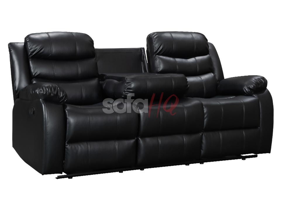 Folded Back of 3 Seater Black Leather Recliner Sofa - Sofa Sorrento | Sofa HQ