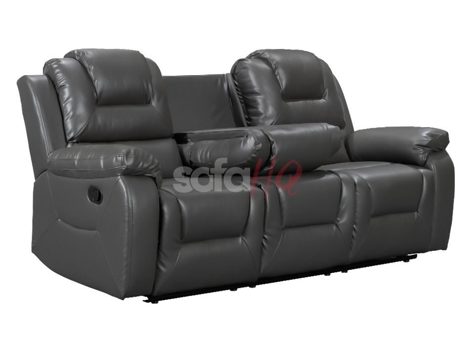 Folded back of 3 Seater Grey Leather Recliner Sofa - Sofa Soho | Sofa HQ