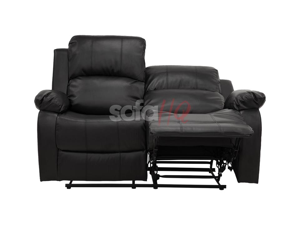 Reclined Left Side Seat of 2 Seater Black Leather Recliner Sofa - Sofa Crofton | Sofa HQ