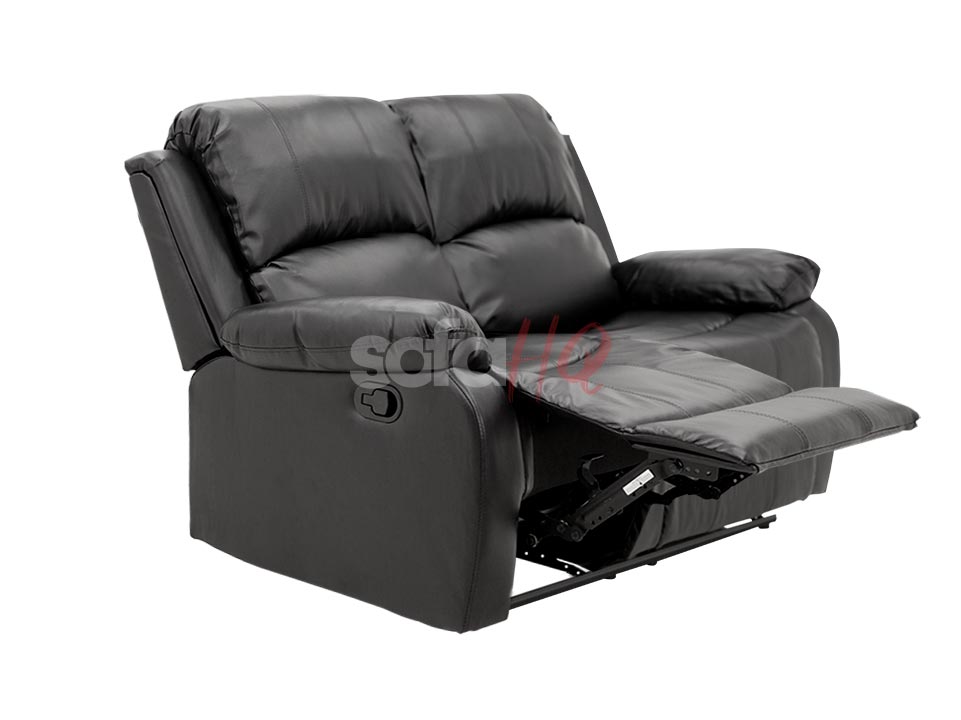 Reclined 2 Seater Black Leather Recliner Sofa - Sofa Crofton | Sofa HQ