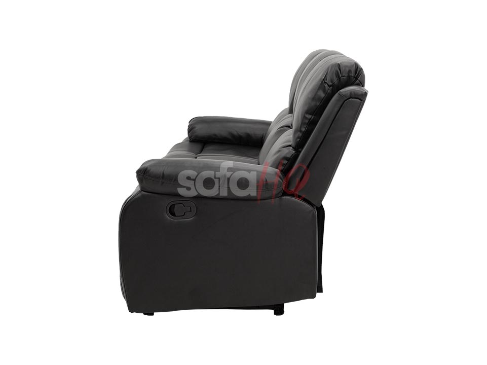 Side View of 2 Seater Black Leather Recliner Sofa - Sofa Crofton | Sofa HQ