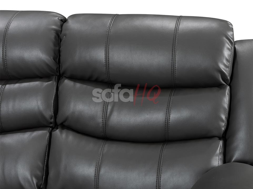 Backrests of 3 Seater Grey Leather Recliner Sofa - Sofa Sorrento | Sofa HQ