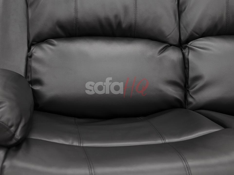 Foam Backrest of 3 Seater Black Leather Recliner Sofa - Sofa Crofton | Sofa HQ