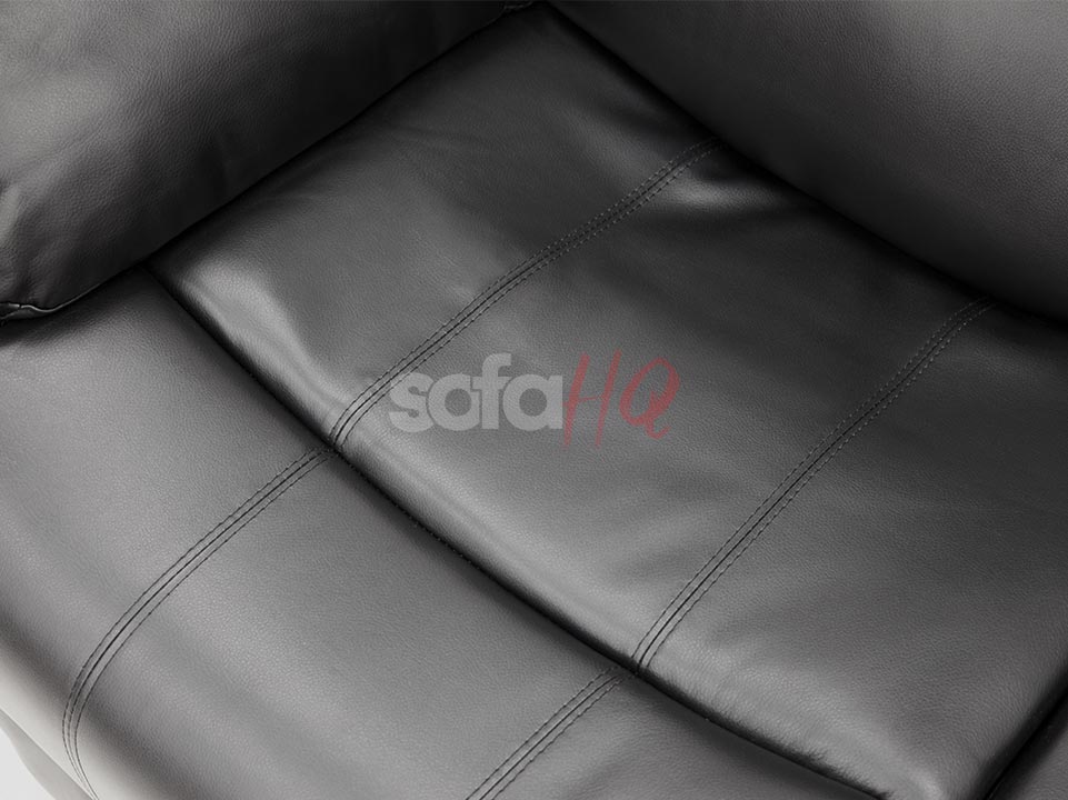 Close-up on seat of 3 Seater Black Leather Recliner Sofa - Sofa Crofton | Sofa HQ