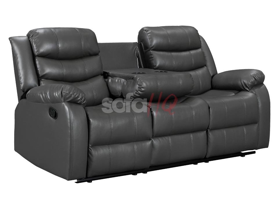 Folded Back of 3 Seater Grey Leather Recliner Sofa - Sofa Sorrento | Sofa HQ