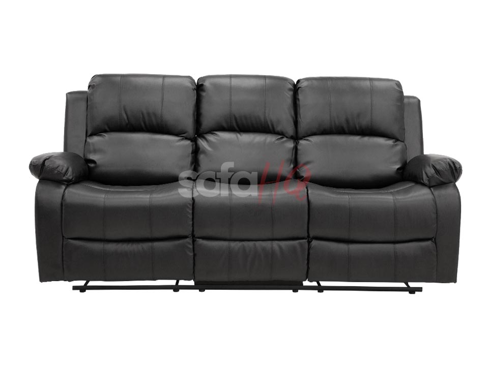 3 Seater Black Leather Recliner Sofa - Sofa Crofton | Sofa HQ