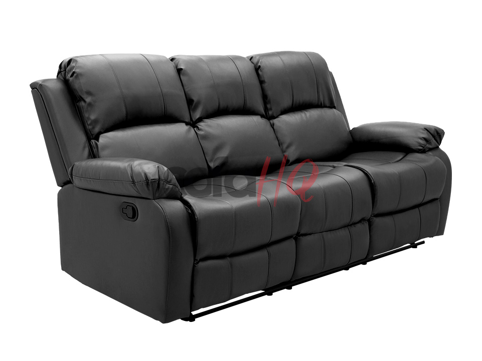 3 Seater Black Leather Recliner Sofa - Sofa Crofton | Sofa HQ