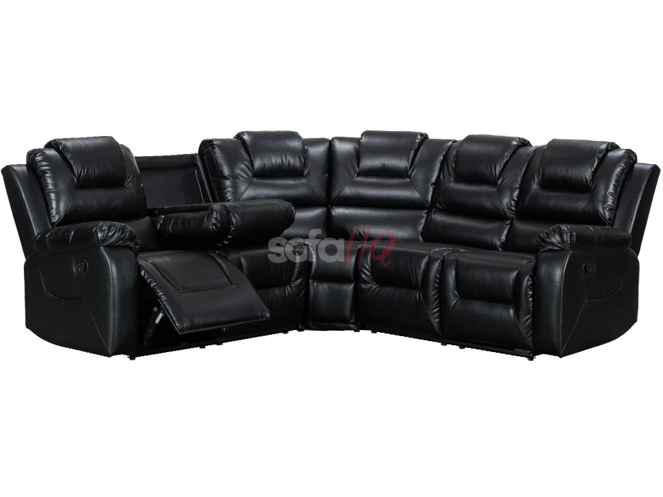 Soho Black Leather Recliner Corner Sofa