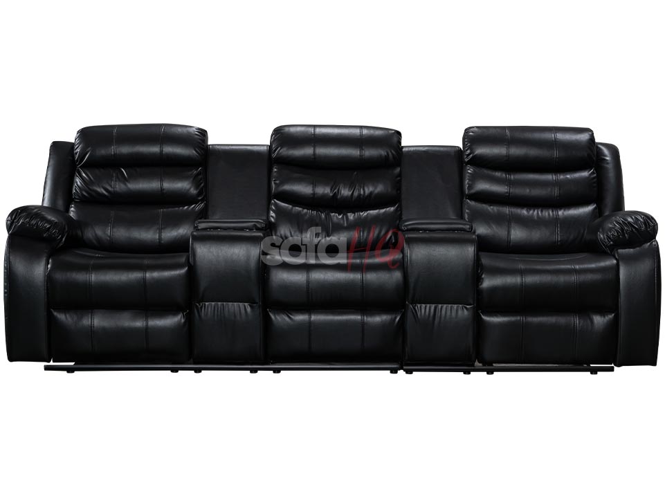 3 Seater Black Leather Recliner Sofa - Sofa Chelsea | Sofa HQ