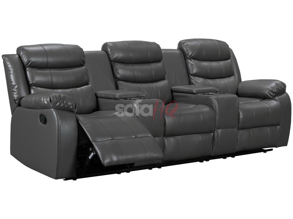 3 Seater Grey Leather Recliner Sofa - Sofa Chelsea | Sofa HQ