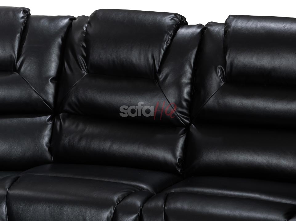 Backrests of Soho Black Leather Recliner Corner Sofa