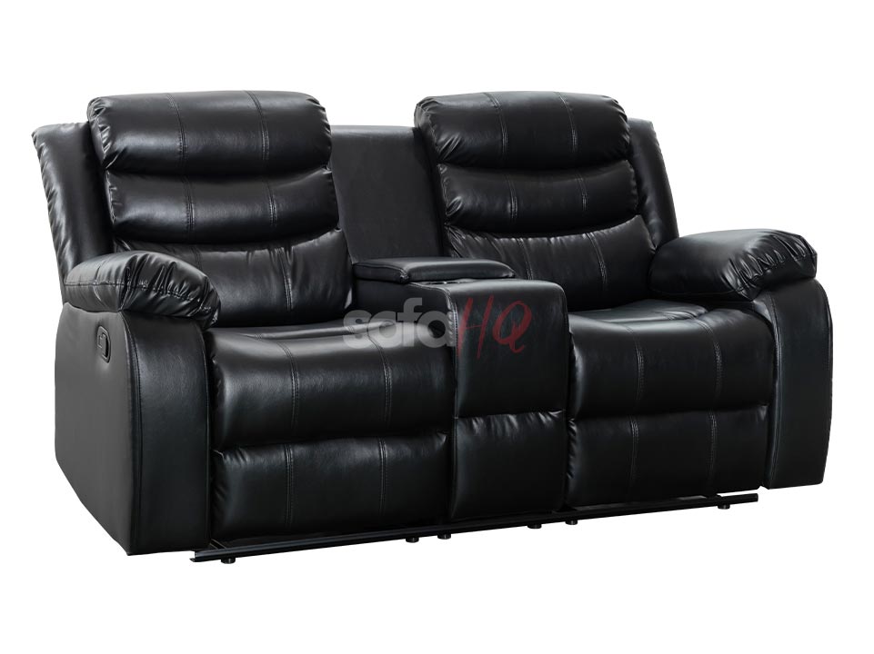 Side View of 2 Seater Black Leather Recliner Sofa - Sofa Chelsea | Sofa HQ