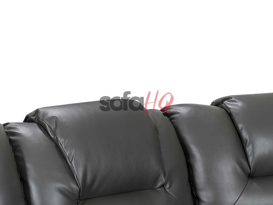 Headrest of Grey Leather Recliner Corner Sofa - Sofa Soho | Sofa HQ
