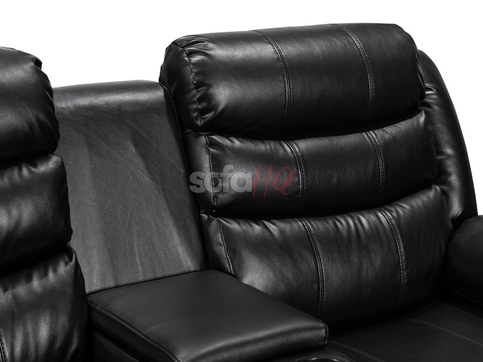 Backrest of 3+2 Seater Black Leather Recliner Sofa - Sofa Chelsea | Sofa HQ
