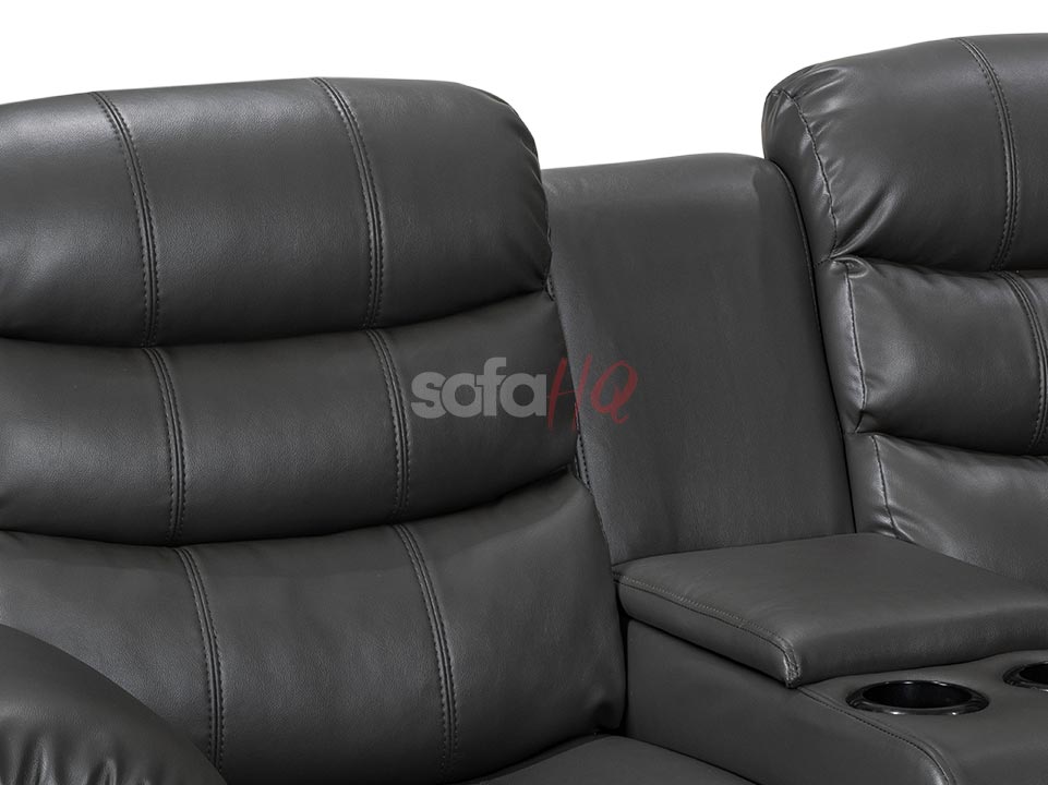 Backrests of 3+2 Seater Grey Leather Recliner Sofa - Sofa Chelsea | Sofa HQ