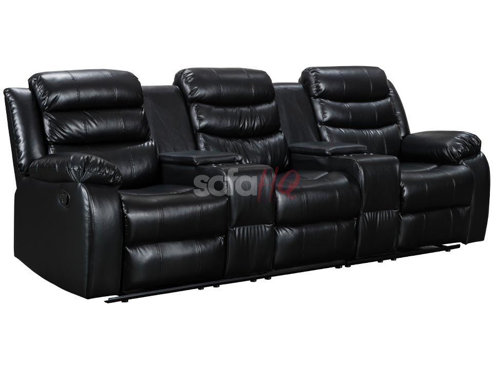 3 Seater Black Leather Recliner Sofa - Sofa Chelsea | Sofa HQ
