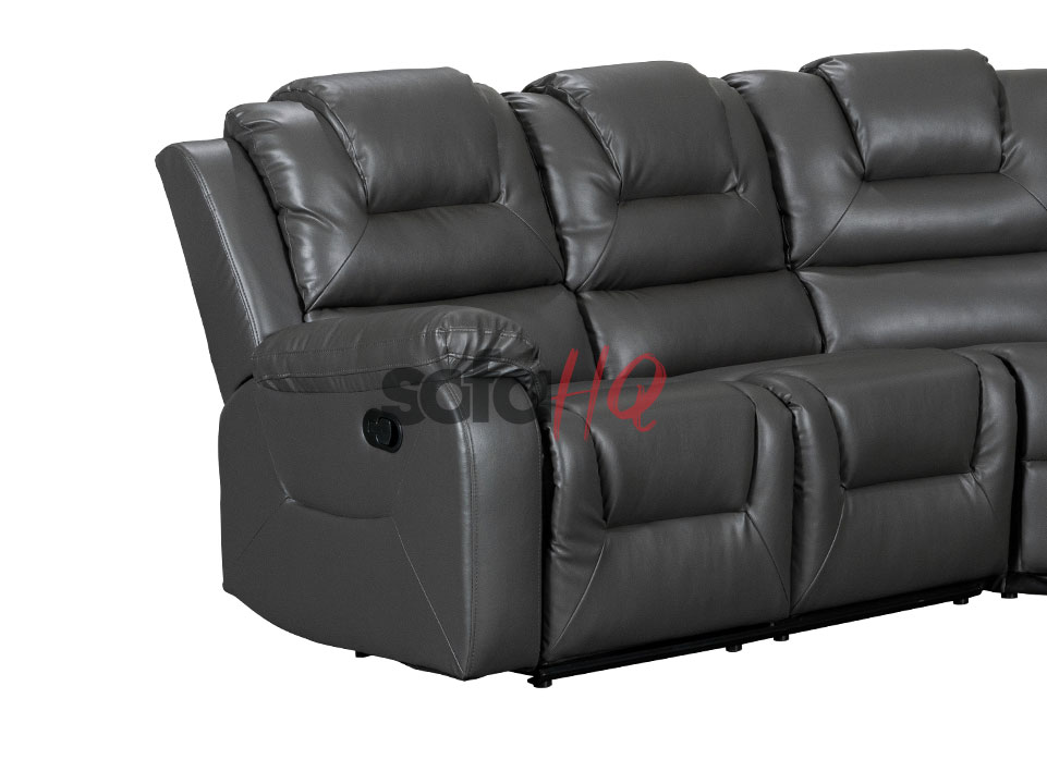 Left Side Seats of Grey Leather Recliner Corner Sofa - Sofa Soho | Sofa HQ