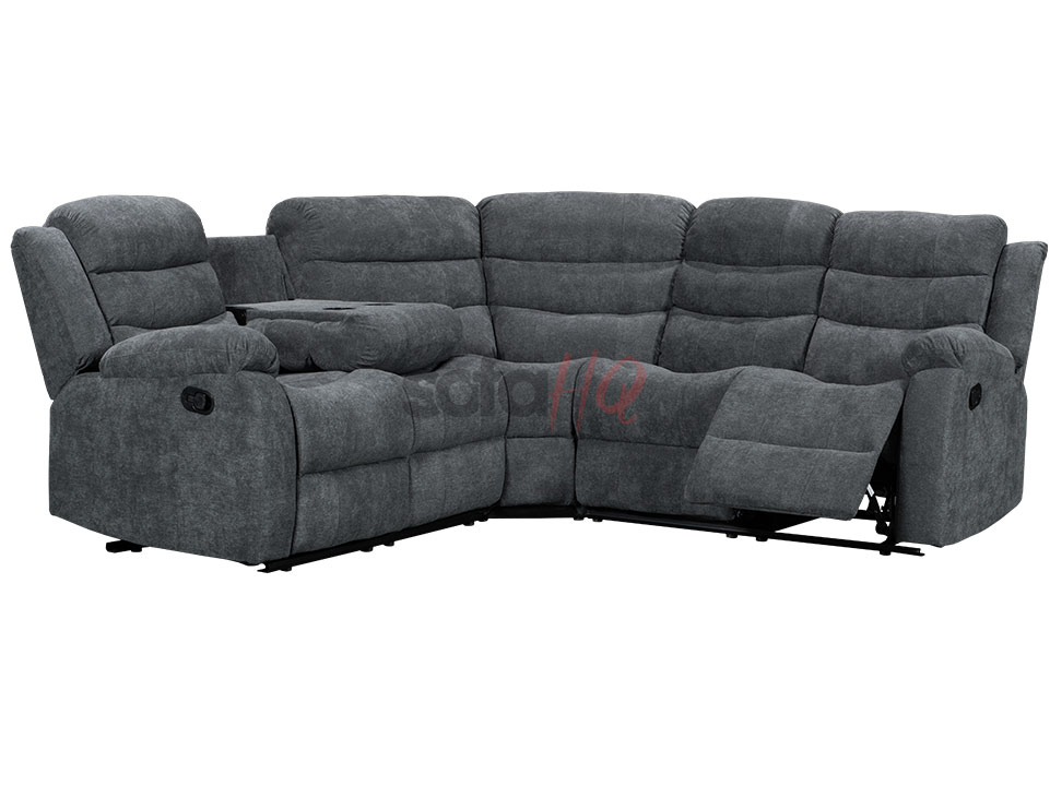 Reclined Dark Grey Soft Fabric Recliner Corner Sofa - Sofa Sorrento | Sofa HQ