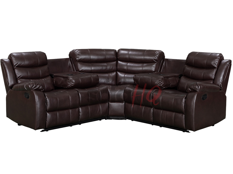 Reclined Brown Leather Recliner Corner Sofa - Sofa Sorrento | Sofa HQ