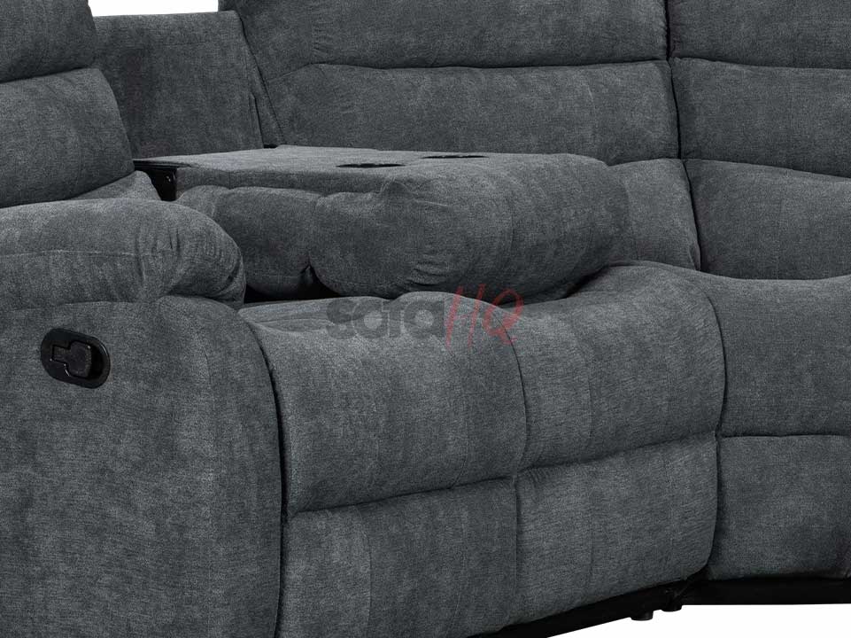 Leaned Seat of Dark Grey Soft Fabric Recliner Corner Sofa - Sofa Sorrento | Sofa HQ