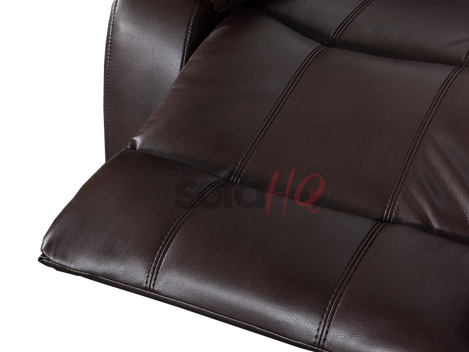 Close-up on Reclined Seat of Brown Leather Recliner Corner Sofa - Sofa Sorrento | Sofa HQ
