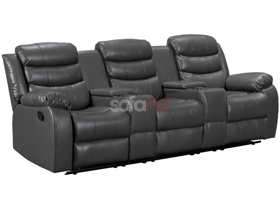 3 Seater Grey Leather Recliner Sofa - Sofa Chelsea | Sofa HQ