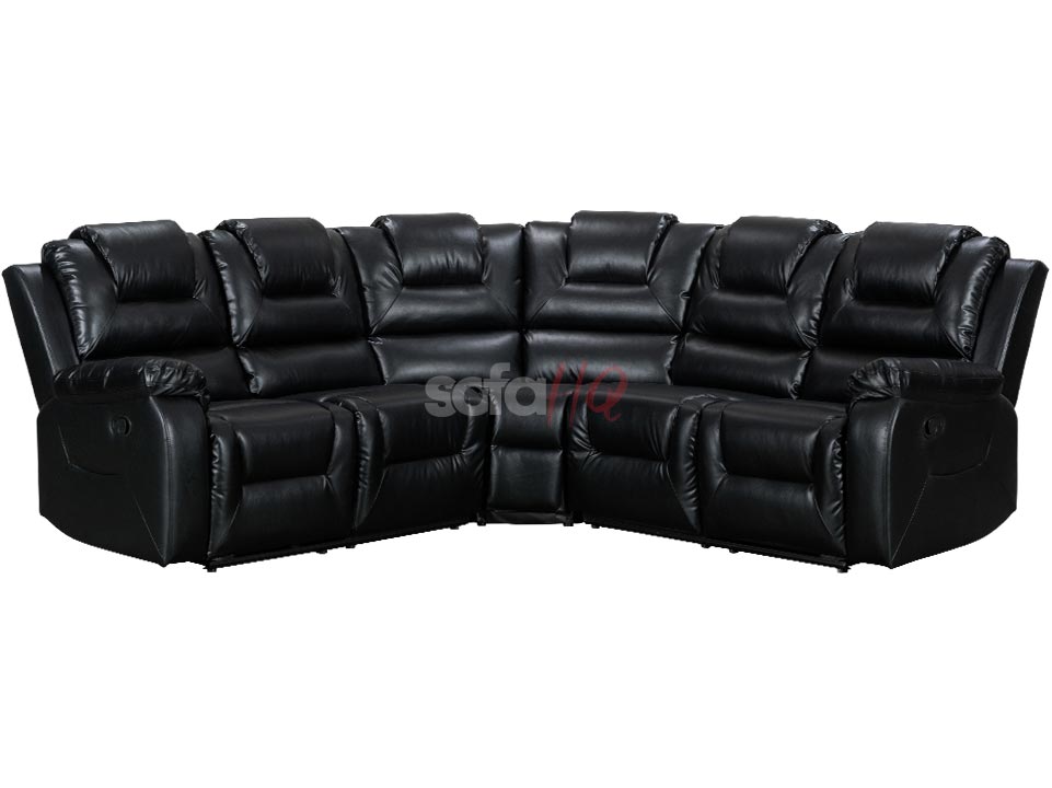 Black Leather Recliner Corner Sofa - Sofa Soho | Sofa HQ